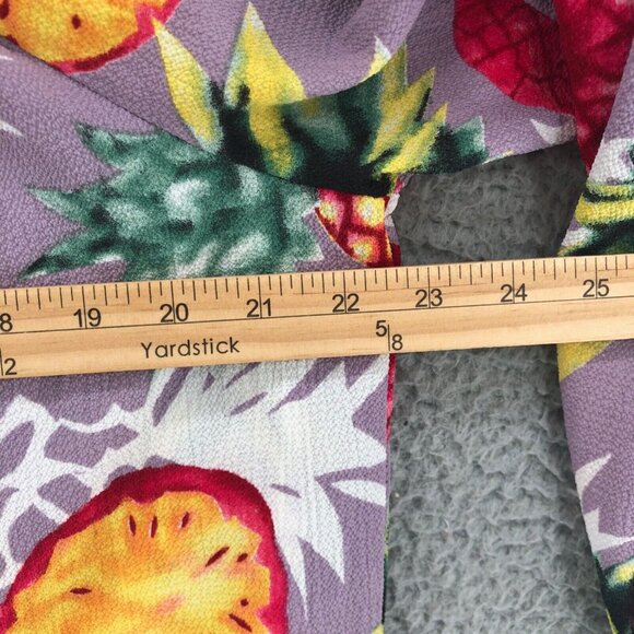 Entro Top Women Medium Purple Multi Pineapple Off Shoulder Crepe Tropical Blouse - Picture 8 of 10